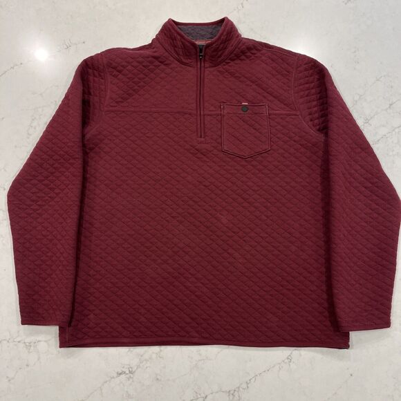 Eddie Bauer Mens Fortify Quilted 1/4 Zip Sweatshirt Maroon Sweater Pocket Sz TXL - Picture 1 of 10